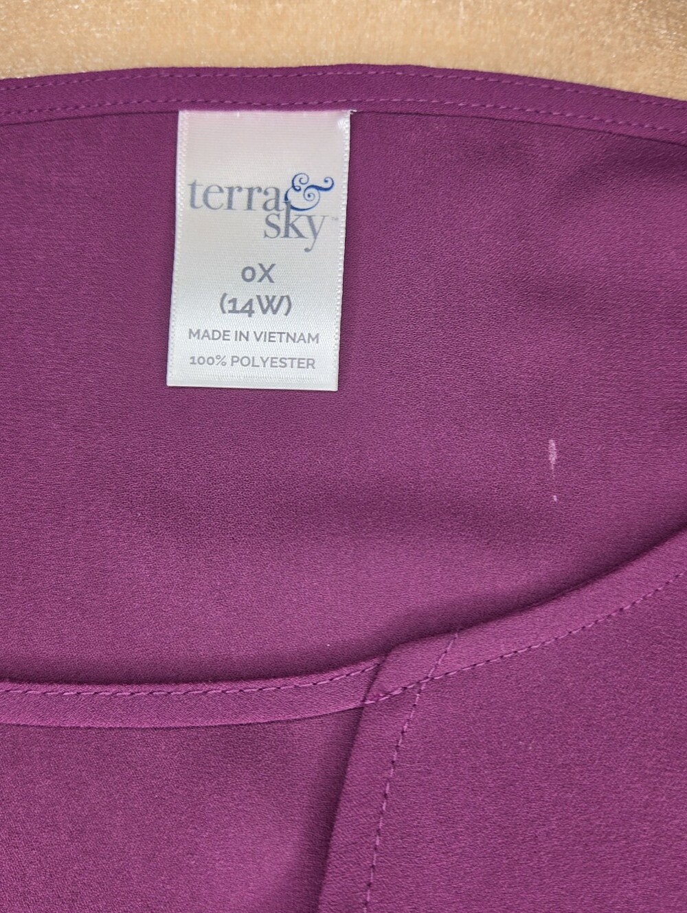 Terra & Sky XL 0X Plum Long Sleeve V-Neck Blouse - Picture 5 of 5
